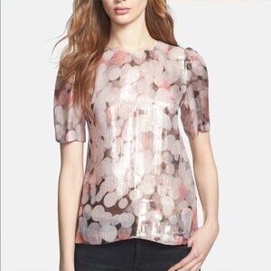 Kate Spade Pink Metallic Short Sleeve Blouse